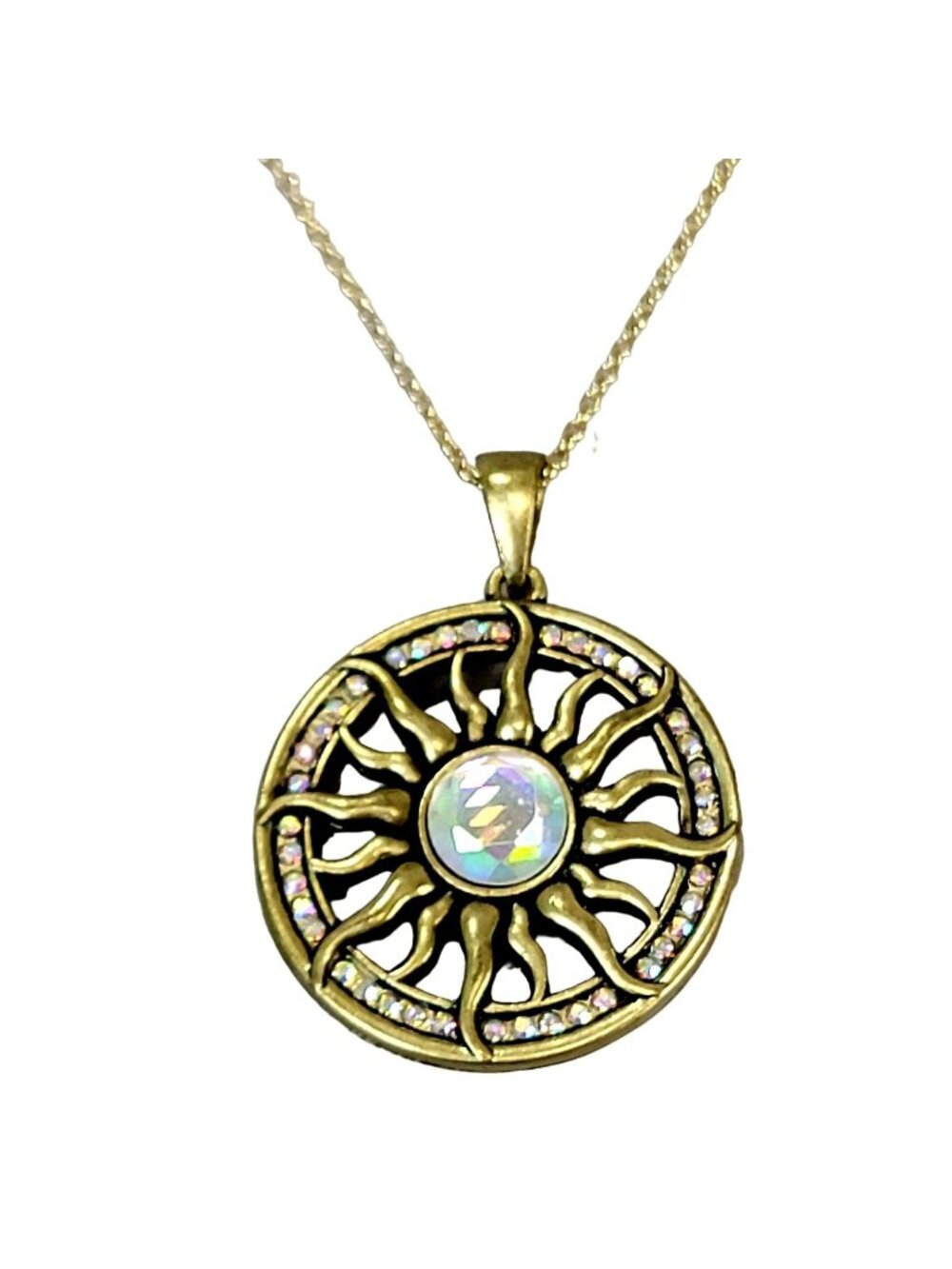 Sun Pendant Necklace Crystal Gold Adjustable Chain Women Jewelry New Clasp Gift